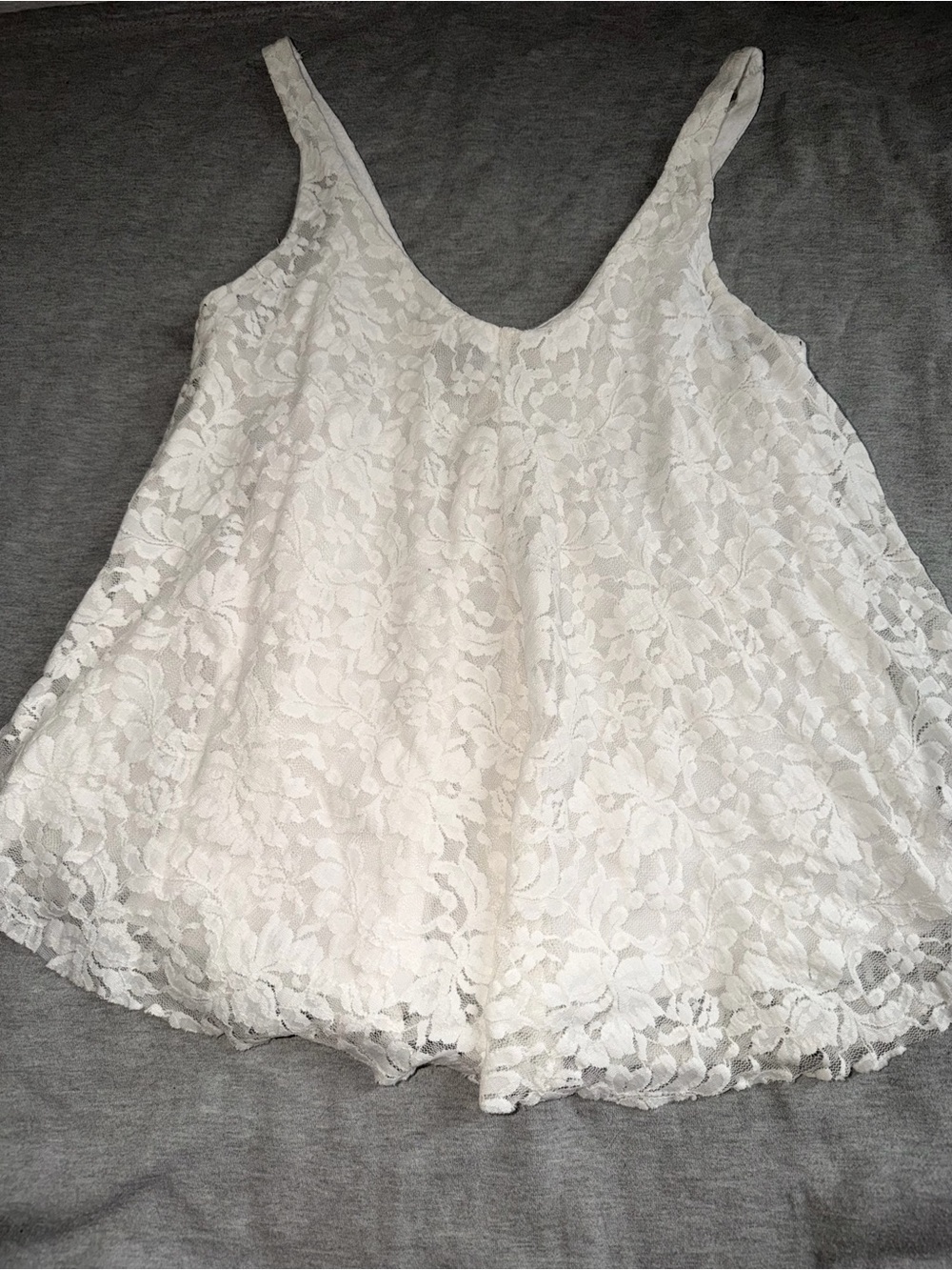 American Eagle Outfitters White Floral Lace Tank